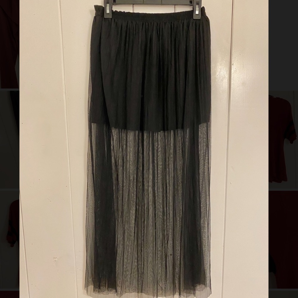Black Maxi Layered Tulle Skirt